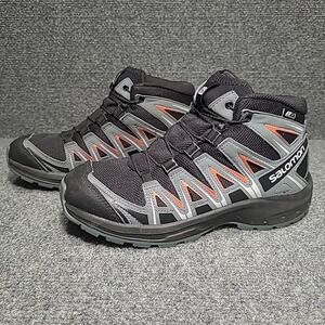 Salomon XA Pro Mid Waterproof Black Gray Rust Boots Lace Up Kid's Size 4 EU 36